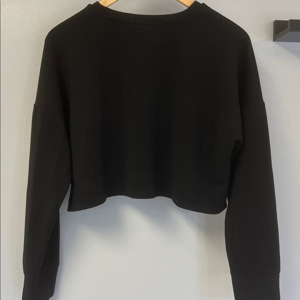 Black Women's Cropped Sweatshirt - Picture 6 of 6